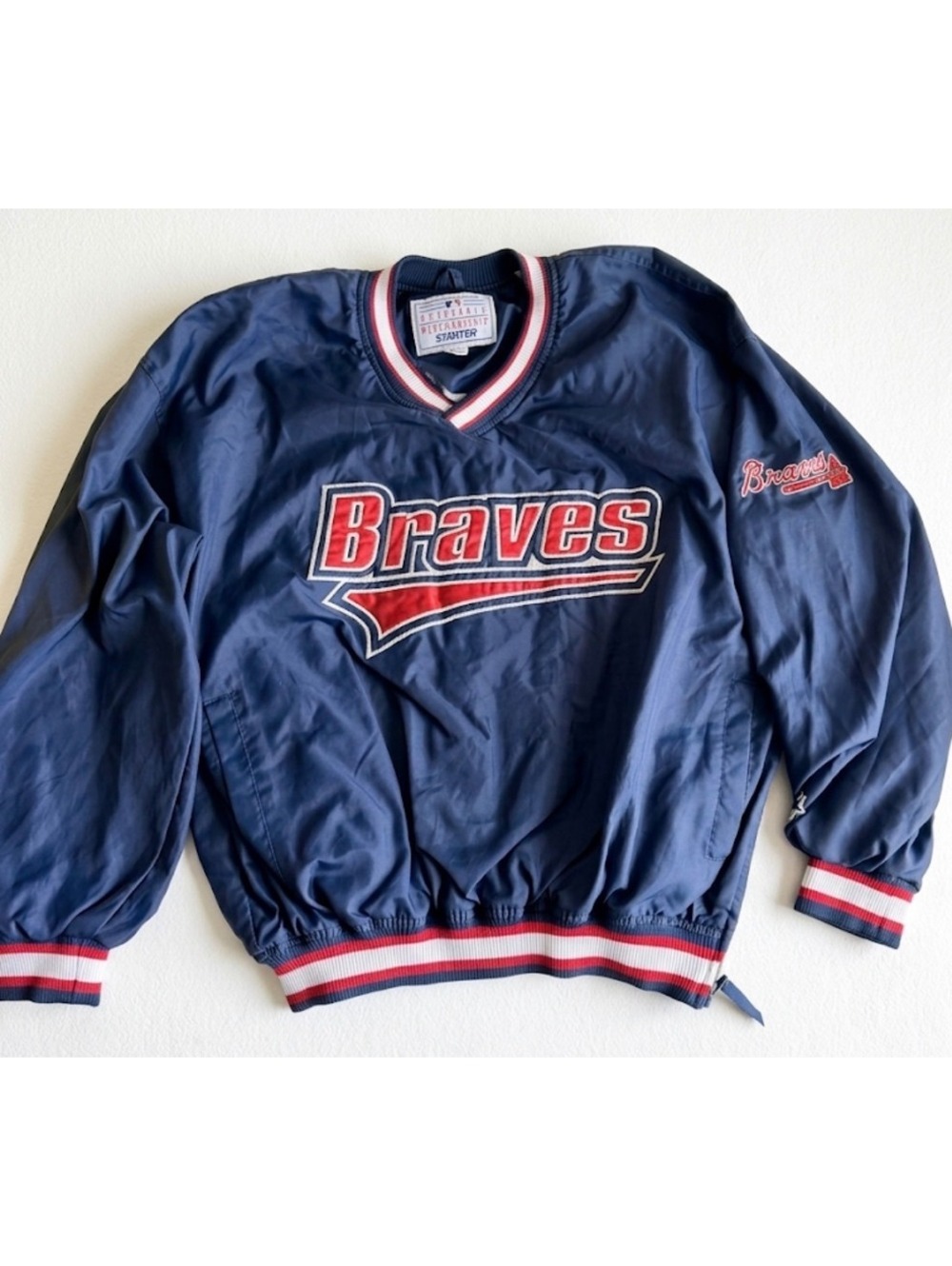 Vintage 90s Atlanta Braves Starter Pullover Windbreaker Jacket – Size Large